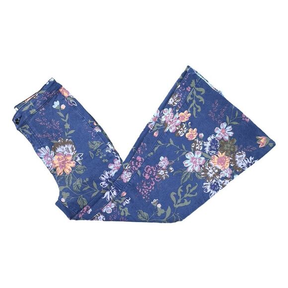 We The Free x Free People Youthquake Navy Floral Cropped Flare Jeans - Size 27 - Picture 7 of 9